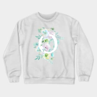 Botanical alphabet O green and purple flowers Crewneck Sweatshirt